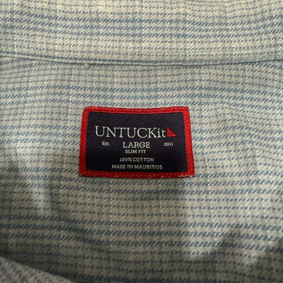 Untuckit Encosta Blue Long Sleeve Slim Fit Button Down Large - Picture 3 of 7